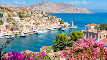 Symi town cityscape, Dodecanese islands, Greece