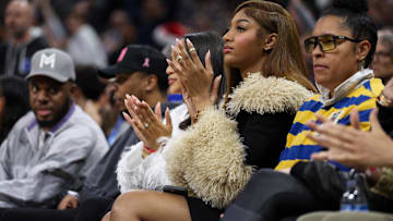 Chicago Sky forward Angel Reese attends a NBA game between the Boston Celtics and Orlando Magic.