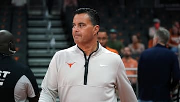 Texas Longhorns head coach Sean Miller enters the court before the game against the Lafayette Leopards at Moody Center. 