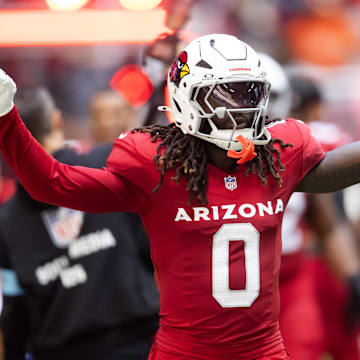 Nov 3, 2024; Glendale, Arizona, USA; Arizona Cardinals wide receiver Zach Pascal (0) against the Chicago Bears  at State Farm Stadium. Mandatory Credit: Mark J. Rebilas-Imagn Images