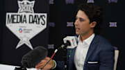 TCU quarterback Josh Hoover speaks with the media during 2025 Big 12 Football Media Days