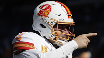 Tampa Bay Buccaneers QB Baker Mayfield is an MVP candidate, but where does he actually rank among the competition? (Mandatory Credit: Joe Nicholson-Imagn Images)