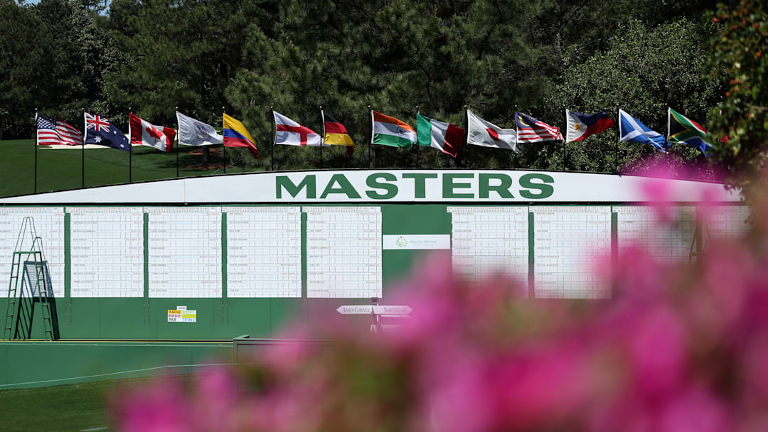 The Masters leaderboard at Augusta National Golf Club
