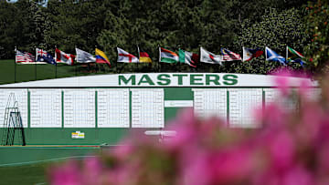 The Masters leaderboard at Augusta National Golf Club