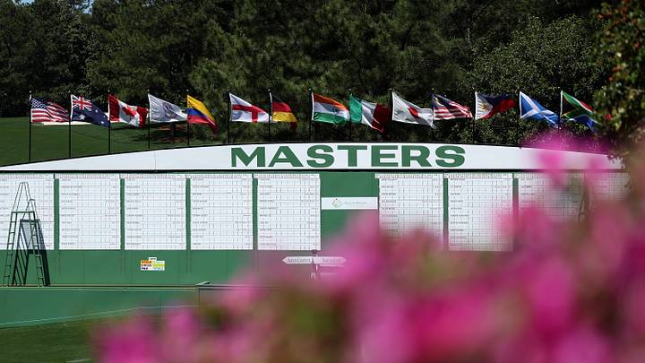The Masters leaderboard at Augusta National Golf Club