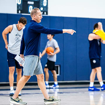 Kevin Young at BYU basketball practice