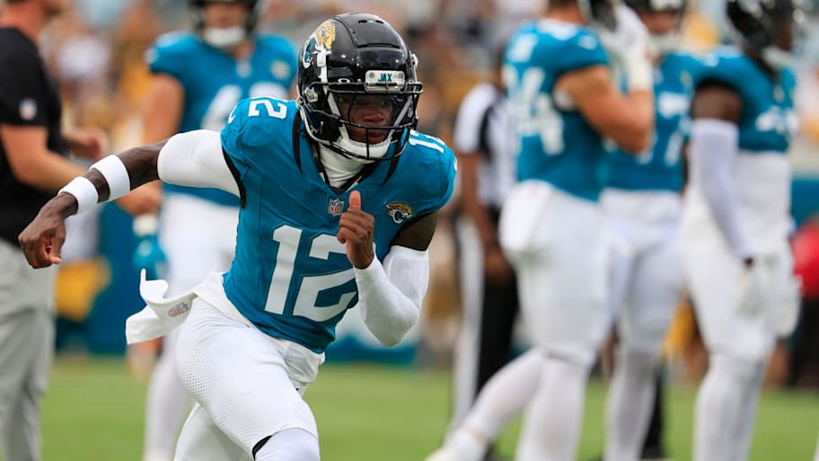 Jacksonville Jaguars wide receiver/cornerback Travis Hunter had two catches for nine yards in his preseason opener. | Corey Perrine/Florida Times-Union / USA TODAY NETWORK via Imagn Images