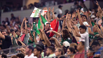 Mexico fans react in the first half of a friendly at AT&T Stadium in Arlington, Texas last September. Mandatory Credit: Brett Patzke-Imagn Images