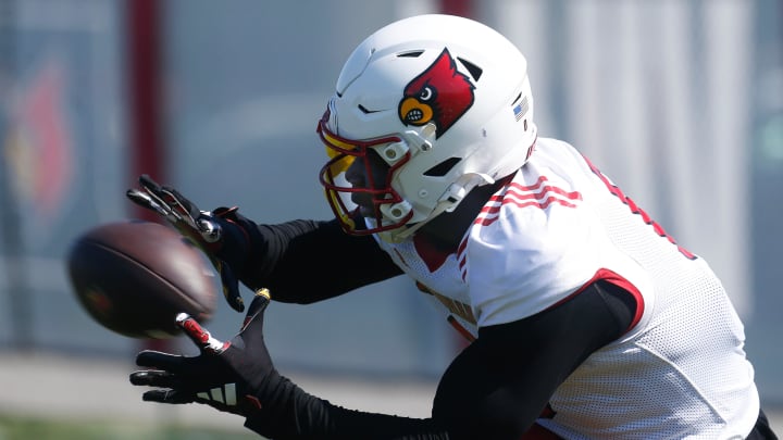 Louisville’s Chris Bell caught the ball during spring practice Friday afternoon.