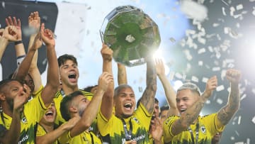 Aug 25, 2024; Columbus, Ohio, USA; The Columbus Crew celebrate their win against LAFC at Lower.com Field. Mandatory Credit: Katie Stratman-USA TODAY Sports