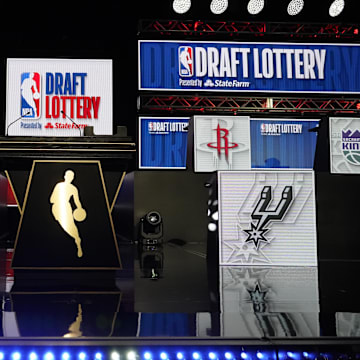 May 12, 2024; Chicago, IL, USA; A overall shot of the 2024 NBA Draft Lottery at McCormick Place West. Mandatory Credit: David Banks-Imagn Images