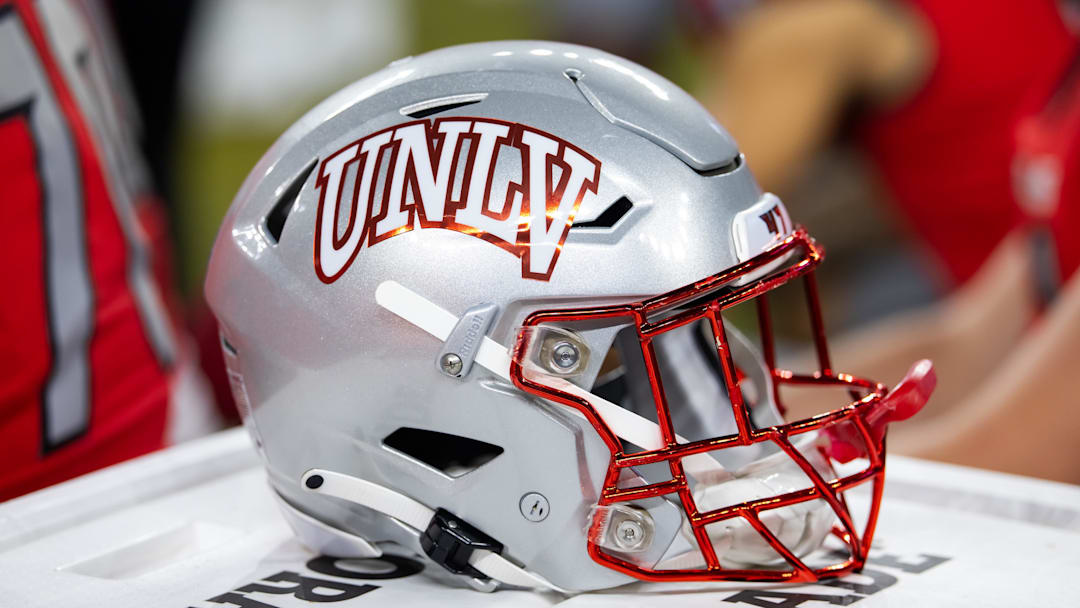 Detailed view of a UNLV Rebels helmet during the Guaranteed Rate Bowl at Chase Field. Detailed view of a UNLV Rebels helmet during the Guaranteed Rate Bowl at Chase Field.
