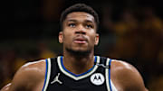 Milwaukee Bucks forward Giannis Antetokounmpo during Game 5 of the 2024 NBA Playoffs series against the Indiana Pacers.