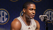 Mississippi State Bulldogs guard Josh Hubbard talks with the media during SEC Media Days at Grand Bohemian Hotel. 