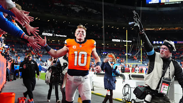 Denver Broncos quarterback Bo Nix (10) following the game against the Indianapolis Colts at Empower Field at Mile High