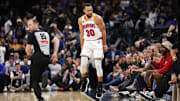 Feb 27, 2025; Orlando, Florida, USA; Golden State Warriors guard Stephen Curry (30) celebrates after a basket against the Orlando Magic in the fourth quarter at Kia Center. Mandatory Credit: Nathan Ray Seebeck-Imagn Images