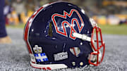 Nov 19, 2023; Hamilton, Ontario, CAN; The helmet of the Montreal Alouettes before the Grey Cup game against the Winnipeg Blue Bombers at Tim Hortons Field. Mandatory Credit: John E. Sokolowski-Imagn Images