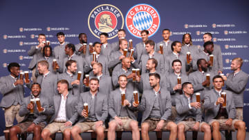 Bayern Munich squad during Paulaner photo session.