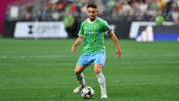 Aug 4, 2024; Seattle, Washington, USA; Seattle Sounders FC midfielder Cristian Roldan (7) plays the ball during the second half against Necaxa at Lumen Field. Mandatory Credit: Steven Bisig-USA TODAY Sports