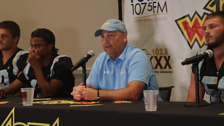 Coosa Christian football coach Mark O'Bryant talks at the Etowah County football media days on Tuesday, July 22, 2025 at The Venue at Coosa Landing in Gadsden, Alabama. (Maxwell Donaldson, The Gadsden Times) Coosa Christian football coach Mark O'Bryant talks at the Etowah County football media days on Tuesday, July 22, 2025 at The Venue at Coosa Landing in Gadsden, Alabama. (Maxwell Donaldson, The Gadsden Times)