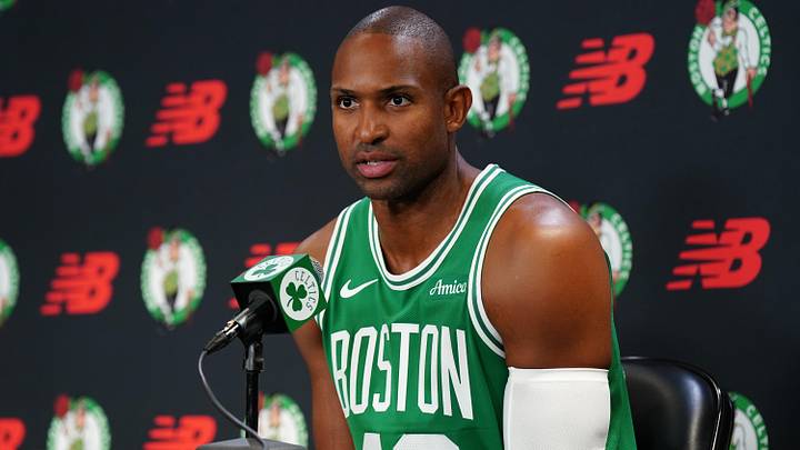 Boston Celtics center Al Horford (42) talks to reporters during media day at Auerbach Center.