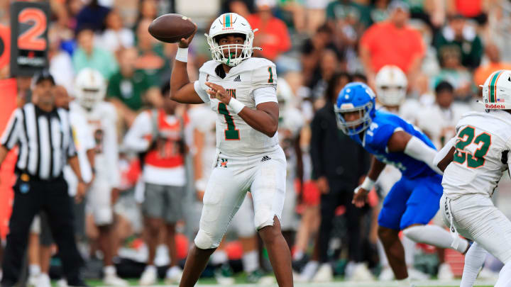 Mandarin's quarteback Tramell Jones (1) looks to pass during the first quarter Mandarin's quarteback Tramell Jones (1) looks to pass during the first quarter
