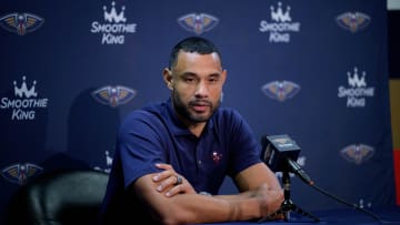 Oct 2, 2023; New Orleans, LA, USA; New Orleans Pelicans general manager Trajan Langdon: Matthew Hinton-USA TODAY Sports