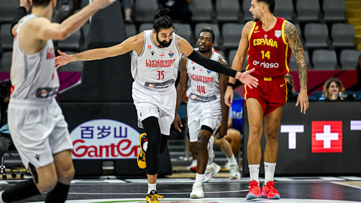 Goga Bitadze scored eight points in the fourth quarter to help Georgia pull away in an upset win over Spain.