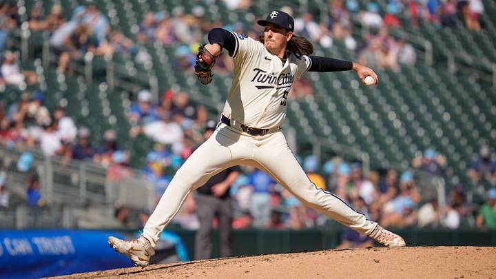 Sep 21, 2025; Minneapolis, Minnesota, USA; Minnesota Twins pitcher Kody Funderburk (55) enters the game in the sixth inning against the Cleveland Guardians at Target Field. Mandatory Credit: Matt Blewett-Imagn Images