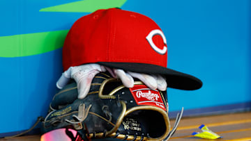 Cincinnati Reds hat and glove