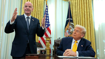 Donald Trump (right) had the president of FIFA Gianni Infantino in the White House this week