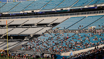 Fans look on during an NFL scrimmage event at EverBank Stadium, Friday, Aug. 1, 2025, in Jacksonville, Fla. [Corey Perrine/Florida Times-Union]