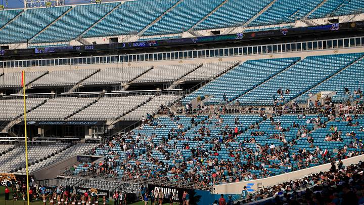 Fans look on during an NFL scrimmage event at EverBank Stadium, Friday, Aug. 1, 2025, in Jacksonville, Fla. [Corey Perrine/Florida Times-Union]