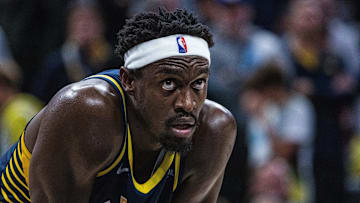 Indiana Pacers forward Pascal Siakam (43) in the second half against the Golden State Warriors at Gainbridge Fieldhouse.