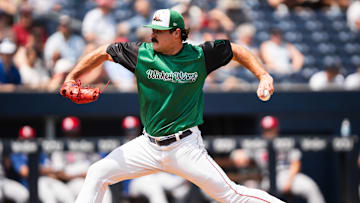 WooSox pitcher Payton Tolle gets ready to throw a pitch during his first Triple-A start on Aug. 10, 2025 at Polar Park.