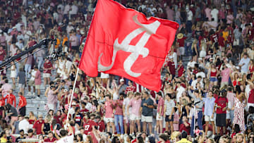 Oct 18, 2025; Tuscaloosa, Alabama, USA; Fans cheer after the game between Alabama Crimson Tide and Tennessee Volunteers at Saban Field at Bryant-Denny Stadium. Mandatory Credit: David Leong-Imagn Images