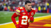 Feb 11, 2024; Paradise, Nevada, USA; Kansas City Chiefs wide receiver Skyy Moore (24) against the San Francisco 49ers in Super Bowl LVIII at Allegiant Stadium. Mandatory Credit: Mark J. Rebilas-USA TODAY Sports