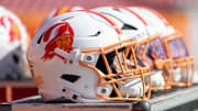 Sep 21, 2025; Tampa, Florida, USA; Tampa Bay Buccaneers helmets Mandatory Credit: Nathan Ray Seebeck-Imagn Images