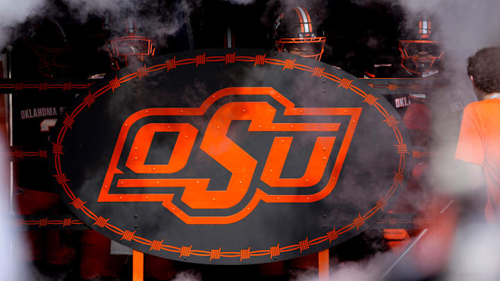Oklahoma State players wait to take the field during a college football game between the Oklahoma State Cowboys (OSU) and the Houston Cougars at Boone Pickens Stadium in Stillwater, Okla., Saturday, Oct. 11, 2025. Houston won 39-17.