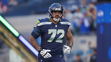 Abe Lucas of the Seattle Seahawks