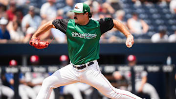 WooSox pitcher Payton Tolle gets ready to throw a pitch during his first Triple-A start on Aug. 10, 2025 at Polar Park.
