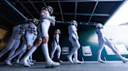 Nov 19, 2022; Philadelphia, Pennsylvania, USA; The Cincinnati Bearcats walk out of the tunnel for a game against the Temple Owls at Lincoln Financial Field. Mandatory Credit: Bill Streicher-Imagn Images