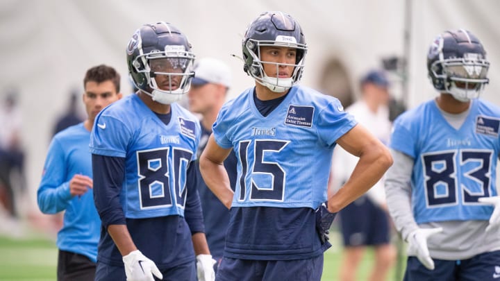 Wide receiver Nick Westbrook-Ikhine (15) during the Tennessee Titans mandatory mini-camp at Ascension Saint Thomas Sports Park in Nashville, Tenn., Tuesday, June 4, 2024