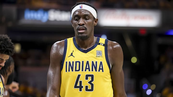 May 27, 2024; Indianapolis, Indiana, USA; Indiana Pacers forward Pascal Siakam (43) during the second quarter during game four of the eastern conference finals May 27, 2024; Indianapolis, Indiana, USA; Indiana Pacers forward Pascal Siakam (43) during the second quarter during game four of the eastern conference finals