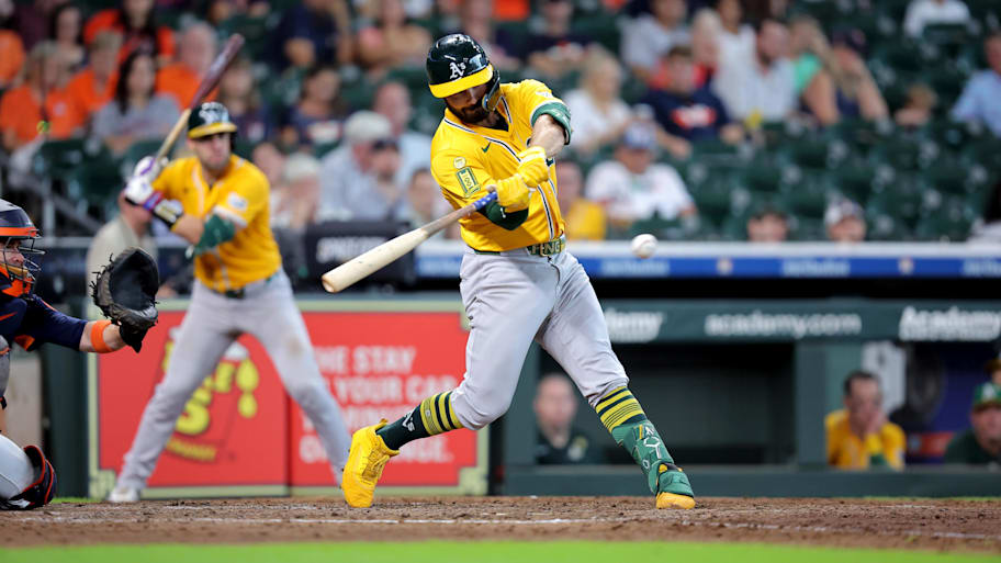 Athletics catcher Shea Langeliers has 20 home runs in three of the first four seasons of his career. | Erik Williams-Imagn Images