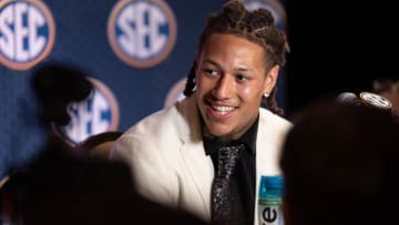 Jul 16, 2024; Dallas, TX, USA; Oklahoma defensive back Billy Bowman Jr. speaking at Omni Dallas Hotel. Mandatory Credit: Brett Patzke-USA TODAY Sports