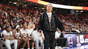 Mar 7, 2025; Greenville, SC, USA;  South Carolina Gamecocks head coach Dawn Staley during the second half against the Vanderbilt Commodores at Bon Secours Wellness Arena. Mandatory Credit: Jim Dedmon-Imagn Images