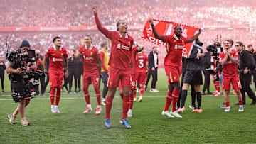 Virgil van Dijk led the title celebrations at Anfield