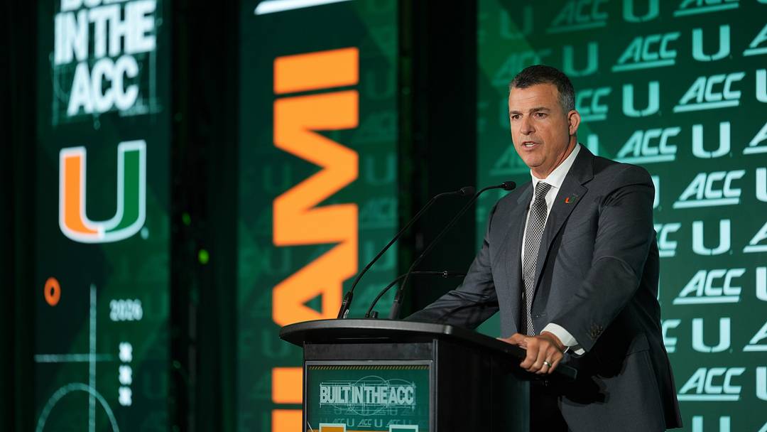 Jul 15, 2026; Charlotte, NC, USA;   Miami head coach Mario Cristobal speaks to the media during ACC Media Days at Hilton Charlotte Uptown. Mandatory Credit: Jim Dedmon-Imagn Images