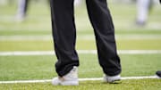 Oct 11, 2025; Boulder, Colorado, USA; Colorado Buffaloes head coach Deion Sanders' Nike sneakers.